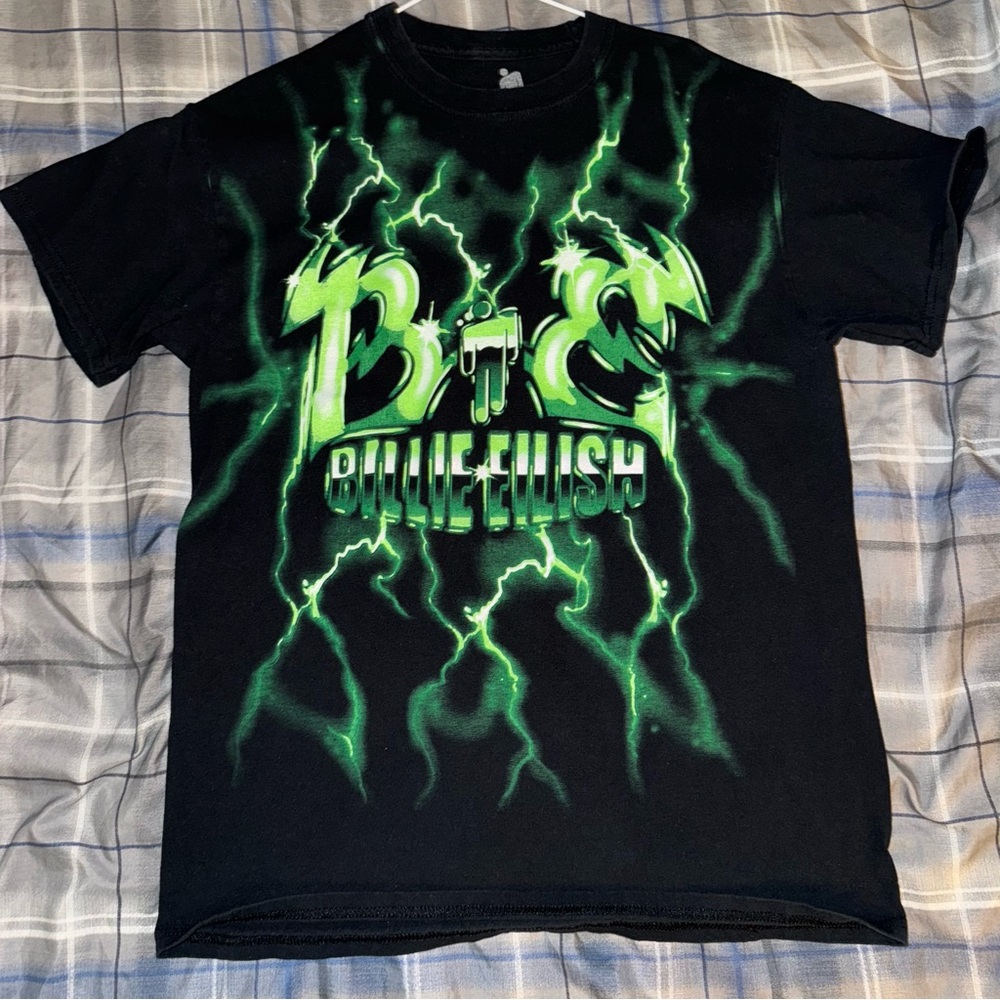 Black and Green Blohsh Billie Eilish Graphic T-Shirt
